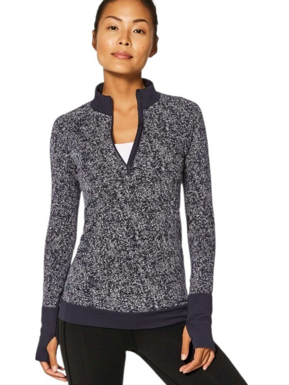 Lululemon Rest Less 1/2 Zip Black / White